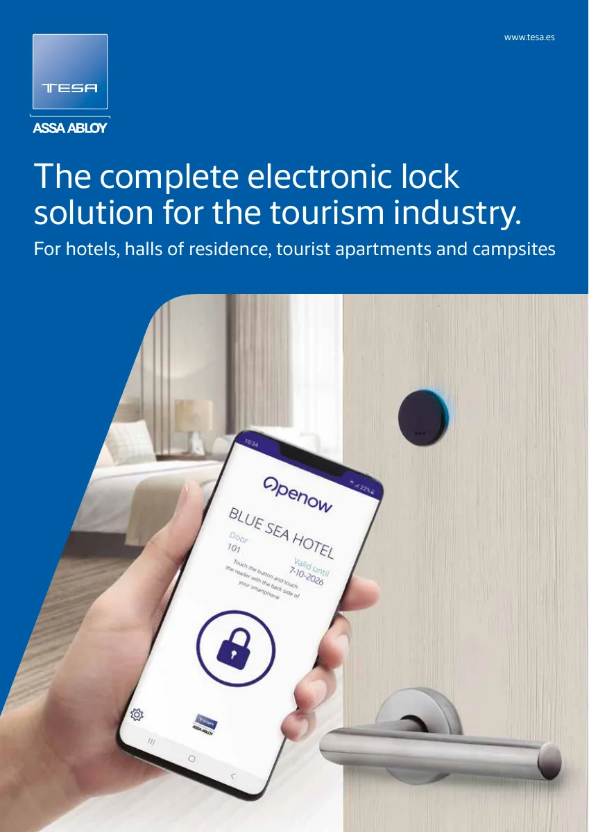TESA Complete electronic lock solution for the tourism industry — English cover, first page